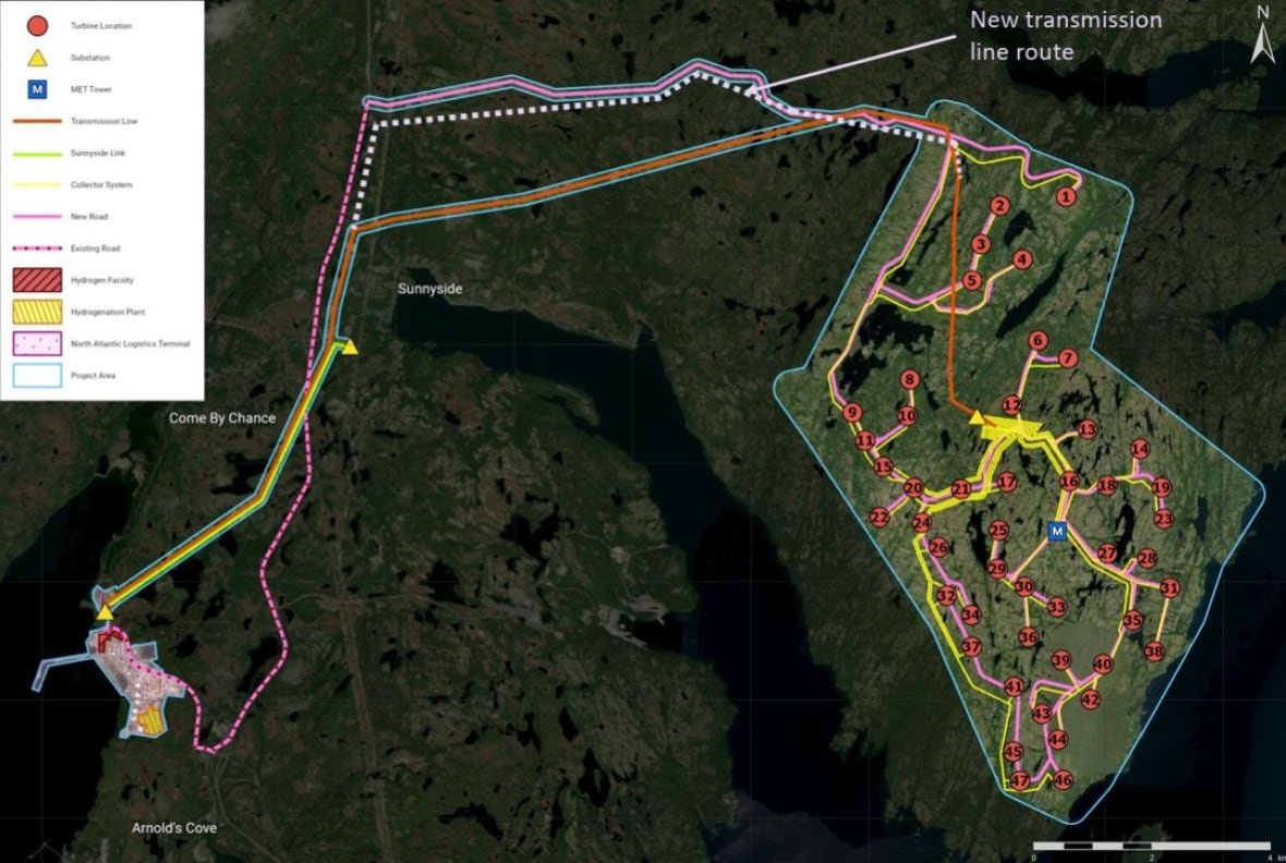 an aerial view of a proposed wind energy farm.