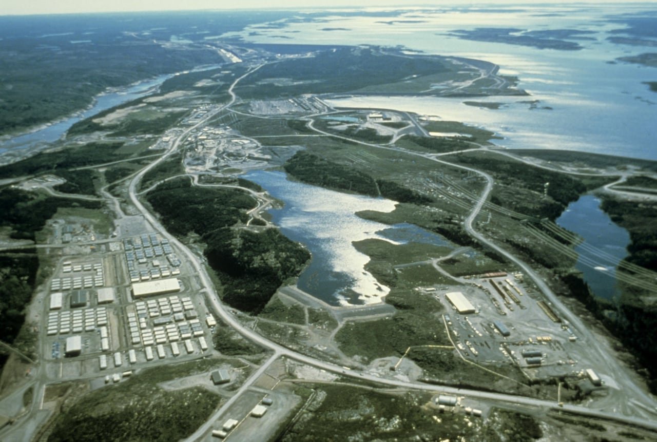 An aerial view of the work camp