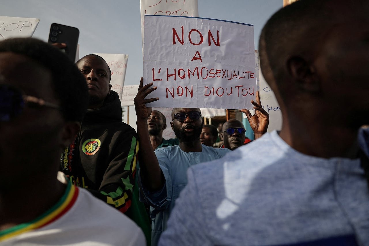 People holding signs.