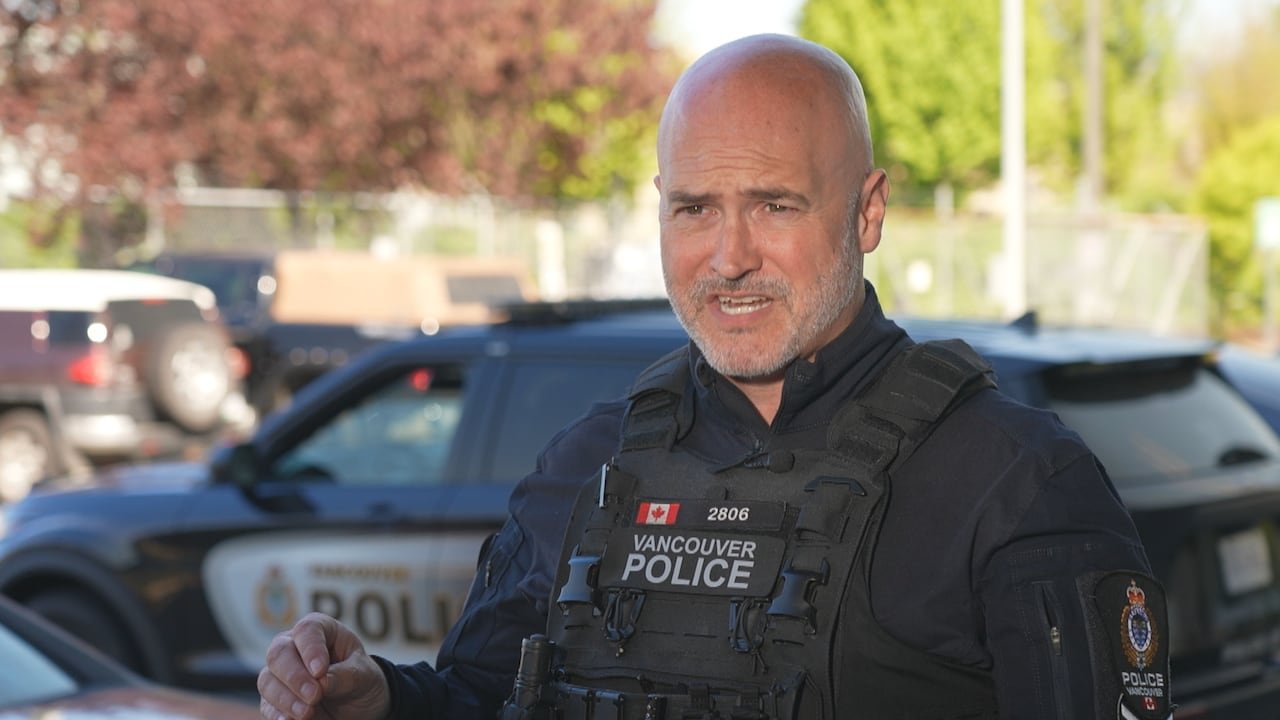 Vancouver Police Department spokesperson Sgt. Adam Donaldson in uniform outside the VPD detachment.