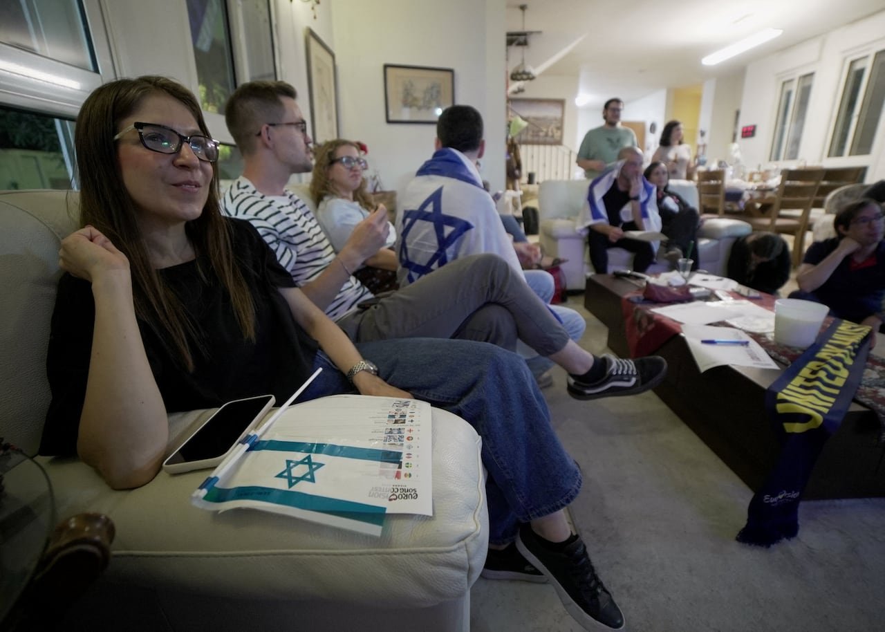 default-1186 Israelis watch the first Eurovision semi-final at a watch party in Kfar Saba, Israel, May 12, 2026.