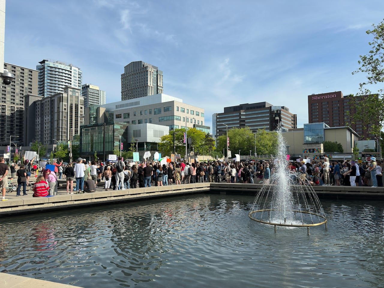 default-443 Hundreds of people gathered outside Hamilton city hall on Thursday before and during a city meeting where committee members were set to make a decision on whether a development company could split a lot it owns into two parts.